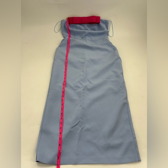 Vici Strapless Blue Dress with Pink Accent Bow - Picture 13 of 13
